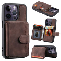 Apple iPhone 14 Pro Deluxe RFID Shielded Rear 5 Card Wallet Cover - Brown - Cover Noco