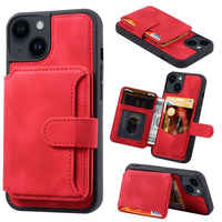 Apple iPhone 14 Deluxe RFID Shielded Rear 5 Card Wallet Cover - Red - Cover Noco