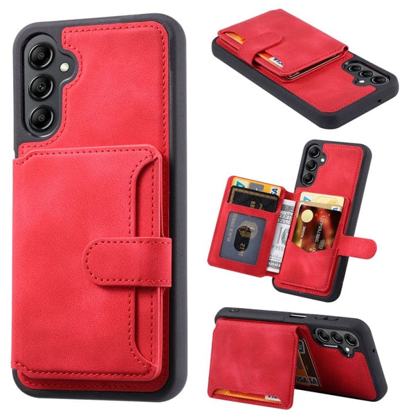 Samsung Galaxy A14 Deluxe RFID Shielded Rear 5 Card Wallet Cover - Red - Cover Noco