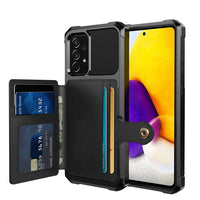 Shockproof TPU Raised Bezel Cover with Wallet Card Holder/Stand Dome Clasp for Samsung Galaxy A52 4G / 5G2 - Black - Cover Noco