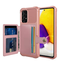 Shockproof TPU Raised Bezel Cover with Wallet Card Holder/Stand Dome Clasp for Samsung Galaxy A72 4G / 5G - Pink - Cover Noco