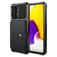 Shockproof TPU Raised Bezel Cover with Wallet Card Holder/Stand Dome Clasp for Samsung Galaxy A52 4G / 5G2 - Black - Cover Noco