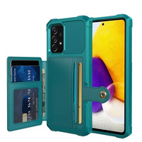 Shockproof TPU Raised Bezel Cover with Wallet Card Holder/Stand Dome Clasp for Samsung Galaxy A72 4G / 5G - Cyan - Cover Noco