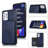 Shockproof Protective Rear Cover with Wallet Card Holder/Stand for Samsung Galaxy A72 5G - Blue - Cover Noco
