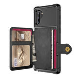 Shockproof TPU Raised Bezel Cover with Wallet Card Holder/Stand Dome Clasp for Samsung Galaxy Note 10 - Black - Cover Noco