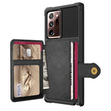 Shockproof TPU Raised Bezel Cover with Wallet Card Holder/Stand Dome Clasp for Samsung Galaxy Note 20 Ultra - Black - Cover Noco