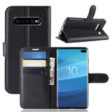 Flip Front Wallet Shockproof Cover Card Slots Magnetic Clasp for Samsung Galaxy S10 - Black - acc Noco