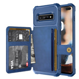 Samsung Galaxy S10 Shockproof TPU Raised Bezel Wallet Cover, Card Holder/Stand, Dome Clasp