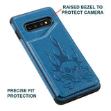 Skull Pattern Rear Flip Wallet Shockproof Cover Card Slots for Samsung Galaxy S10 - Blue - acc Noco