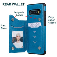 Skull Pattern Rear Flip Wallet Shockproof Cover Card Slots for Samsung Galaxy S10 - Blue - acc Noco