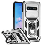 Samsung Galaxy S10 + Sliding Camera Cover Protective Case with Ring/Stand - Silver Noco
