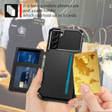 Shockproof TPU Raised Bezel Cover with Wallet Card Holder/Stand Dome Clasp for Samsung Galaxy S21 5G - Black - Cover Noco