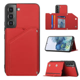Shockproof Protective Rear Case with Wallet Card Holder/Stand for Samsung Galaxy S22+ - Red - acc Noco