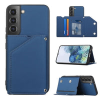 Shockproof Protective Rear Case with Wallet Card Holder/Stand for Samsung Galaxy S22+ - Blue - acc Noco