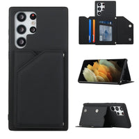 Shockproof Protective Rear Case with Wallet Card Holder/Stand for Samsung Galaxy S22 ULTRA 5G - Black - acc Noco