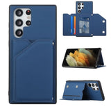 Shockproof Protective Rear Case with Wallet Card Holder/Stand for Samsung Galaxy S22 ULTRA 5G - Blue - acc Noco