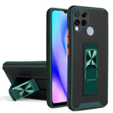 Realme C15 / C12 / C25 - Dual Colour Shockproof Protective Case with Metal Patch / Stand - Dark Green - Cover Noco