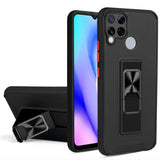 Realme C15 / C12 / C25 - Dual Colour Shockproof Protective Case with Metal Patch / Stand - Black - Cover Noco