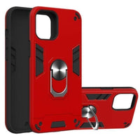 Shockproof Protective Case with Metal Ring/Stand for Apple iPhone 12 Pro - Red - acc Noco