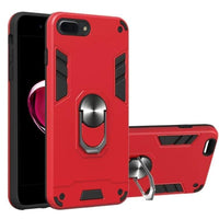 Shockproof Protective Case with Metal Ring/Stand for Apple iPhone 7 Plus / iPhone 8 Plus - Red - acc Noco