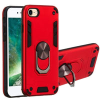 Shockproof Protective Case with Metal Ring/Stand for Apple iPhone 7 / iPhone 8 / iPhone SE 2020 - Red - acc Noco