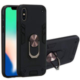 Shockproof Protective Case with Metal Ring/Stand for Apple iPhone X / iPhone XS - Black - acc Noco