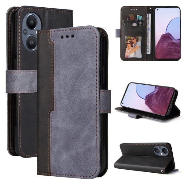 Oppo A96 5G / Reno7 Z 5G Splash Flip Phone Cover/Wallet with Card Slots Magnetic Flap Dual Colour - Grey - Cover Noco