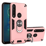 Shockproof Protective Case with Metal Ring/Stand for Motorola Moto G8 Plus - Rose Pink - acc Noco