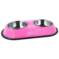 High Grade Stainless Steel Pet Bowl With Double Removable Bowls - Pink - Pet NOCO