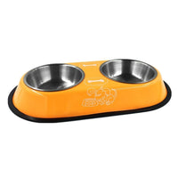 High Grade Stainless Steel Pet Bowl With Double Removable Bowls - Orange - Pet NOCO