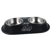 High Grade Stainless Steel Pet Bowl With Double Removable Bowls - Black - Pet NOCO