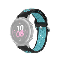 Watch Strap Replacement 22mm Width Silicone Perforated Anti-Sweat - Black and Teal - watch Ulefone