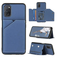 Shockproof Protective Case with Rear Wallet Card Holder for Oppo A52 A72 A92 - Blue - acc Noco