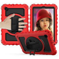 Shockproof Protective Tablet Cover with Stand/Hand Grip/Strap for Samsung Galaxy Tab A 8.4 2020 (T307) - Red and Black - acc Noco