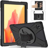Heavy Duty Tablet Cover with Rotating Stand/Hand Grip/Stylus Holder Screen Protector for Samsung Galaxy Tab A7 10.4 2020 T500/T505 - Black -