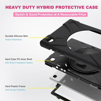 Heavy Duty Tablet Cover with Rotating Stand/Hand Grip/Stylus Holder Screen Protector for Samsung Galaxy Tab A7 10.4 2020 T500/T505 - acc 