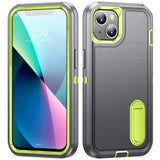 Apple iPhone 14 - Triple Defense Rugged Cover 3 Layer Pop-Out Stand Raised Bezels - Green - Cover Noco