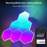 6 PACK - LED Ambient Light Tiles Wi-Fi App Control Multiple Patterns Colours or Sound Activated - smart Noco