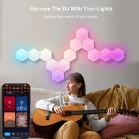 10 PACK - LED Ambient Light Tiles Wi-Fi App Control Multiple Patterns Colours or Sound Activated - smart YWXLight