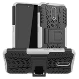Shockproof Tyre Texture Phone Cover with Stand - For Nokia 2.3 - Black and White - acc Noco