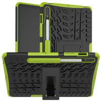 Rugged Protective Tablet Cover with Stand Pen Slot for Samsung Galaxy Tab S7 T870/T875 - Black and Green - acc Noco