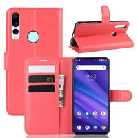 Deluxe Faux Leather Texture Flip Phone Cover/Wallet - For Umidigi A5 Pro Phone - Red - acc Noco