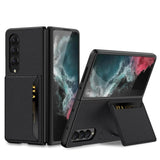 Samsung Galaxy Z Fold 4 5G - GKK Ultra Slim Leather Texture Cover Card Slot/Stand - Black - Cover CaseMe