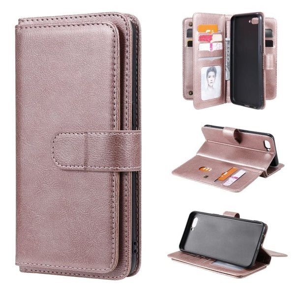 Deluxe 10 Card Slot Wallet Cover for Oppo A5 2018 Model - Rose Gold - Cover Noco