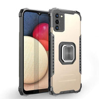 Warrior Rugged Protective Case Aluminium back panel with rotating stand for Samsung Galaxy A02S - Anodized Gold - acc Noco
