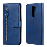 Flip Front Wallet Cover Zip Pocket for Oppo A5 2020 / A9 2020 / A11 X - Blue - acc Noco