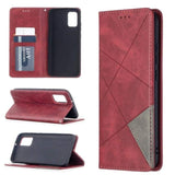 Rhombus Wallet Flip Cover Card Holder for Samsung Galaxy A02S - Red and Grey - acc Noco