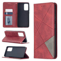 Rhombus Wallet Flip Cover Card Holder for Samsung Galaxy A52 5G - Red and Grey - acc Noco