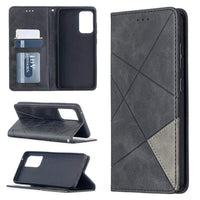 Rhombus Wallet Flip Cover Card Holder for Samsung Galaxy A52 5G - Charcoal and Grey - acc Noco