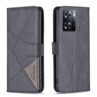 Oppo A57 4G Rhombus Wallet Flip Cover Card Holder - Black - Cover Noco